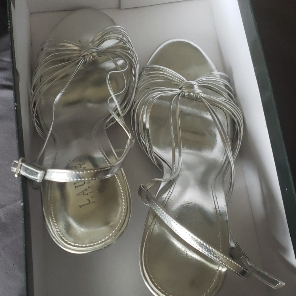 Sliver Ralph Lauren Strappy heel